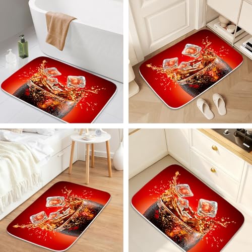 Funny Red Drink Ice Modern Aesthetic Luxury Bath Rugs Non Slip Shower Mat Bathroom Decor Door Rug (16x24 inches) - color: Multi Color 19, size: 2' x 1'4" (Rectangular)