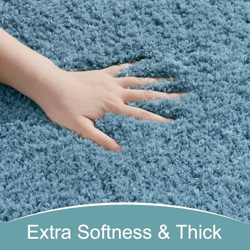 AROGAN Luxury Long Bathroom Runner Rug, 24x17 Inch Thick Soft and Absorbent Non Slip Bath Mat, Rubber Backing Quick Dry Rugs Carpets, Machine Washable Plush Mats for Shower Floor, Little Blue - color: Aqua Blue, size: 1'5" X 2' (24" X 17")
