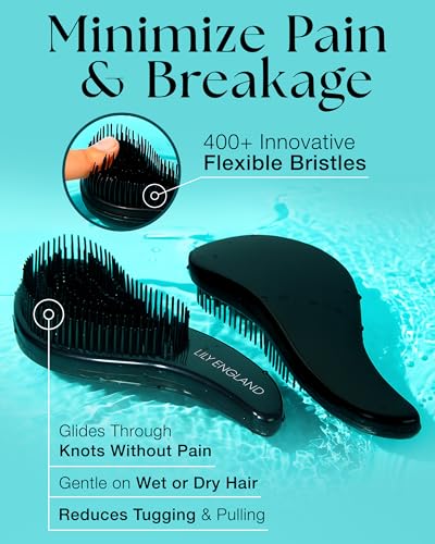 Lily England Hair Brush for Men with Curly, Thick, Straight & Natural Hair - Lightweight Mens Brush with Smooth Flexible Bristles - Black Hairbrush for Man with Wet & Dry Hair - color: Matte Black