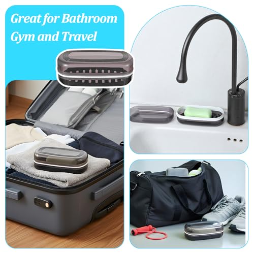Shampoo Bar Holder Leak-Proof Travel Soap Case Black Soap Dish with Draining Layer, Multi-Use Large Soaps Box for Shampoo Bars Travel, Camping, Gym, Bathroom