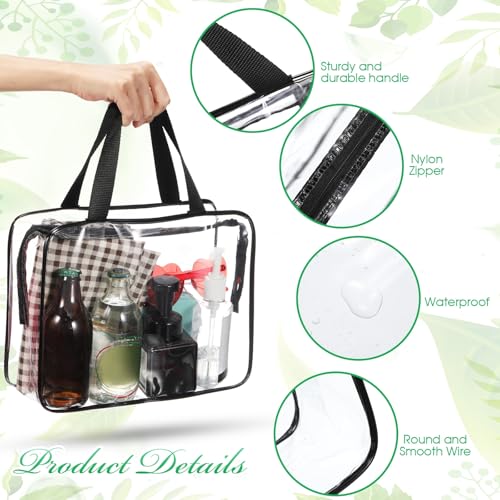 Reginary 10 Large Clear Cosmetic Bags with Zipper, Toiletry Travel Pouches | Clear Tote Bags for Toiletries, Transparent PVC, Women Men, Beach Gym Trip