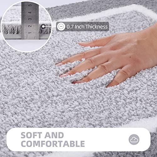 Bathroom Rugs Sets 3 Piece with U-Shaped Contour Toilet Mat Shower Rugs Absorbent Microfiber Plush Bath Mats Non Slip Bath Rugs Shaggy Floor Mats Machine Washable - color: Light Grey