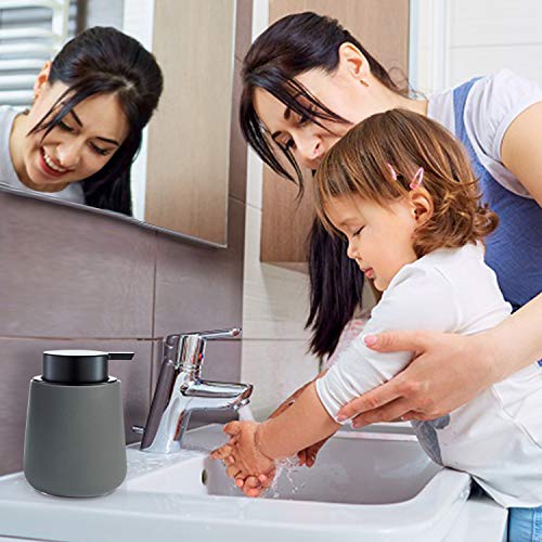 BosilunLife Grey Lotion Dispenser - Modern Ceramic Soap Dispenser Bathroom 12 oz Bottles Lotion Hand Pump Dispenser Black Pump Dish Liquid Dispenser for Kitchen Hand Wash Dispenser - color: Matte Grey