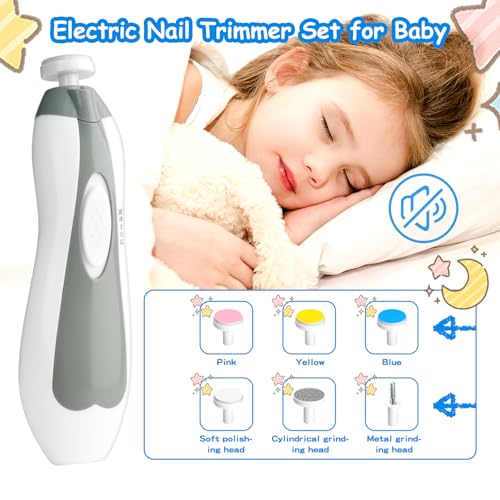 Baby Healthcare and Grooming Kit, 28 in 1 Portable Baby Essentials Kit Electric Nail Trimmer Set with Gas Relief Hair Brush Comb Nasal Aspirator for Newborn Boys Girls (Grey White) - style: 28 Kits-Grey White