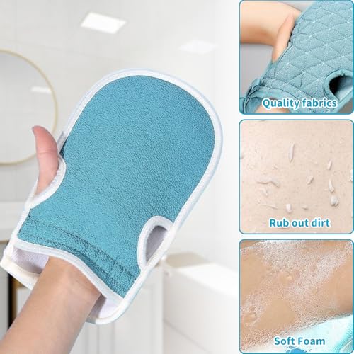 3 PCS Exfoliating Back Scrubber Strap Double Sided Bath Sponges Washer for Shower Deep Clean Towel, Blue - color: Blue