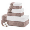 Modern Threads 600 GSM 6-Piece Towel Set with Filgree Jacquard Border Rose - color: Rose, style: Jacquard Border