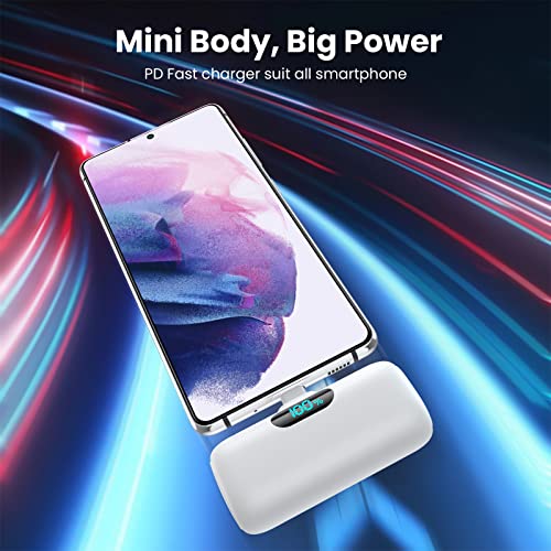 [2-Pack]Portable Charger for iPhone 17/16/15,Mini Power Bank 5000mAh PD USB C Portable Phone Charger,Travel Essential Battery Pack for iPhone 17/17 Air/16/16 pro/15/15 pro Max/Android/Samsung/Moto/LG - color: A-Black+White