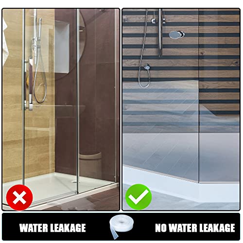 Framed Shower Door Bottom Seal Strip Replacement Shower Bottom Waterproof Door Rubber Sweep Trim Clear Seal for Home Bathroom Glass Shower Door 108 x 13/16 x 5/32 Inch Tee Insert Shape - color: White
