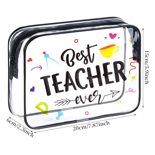 Teach Bag Clear Zipper Pouch, Teacher Survival Kit Bag, Clear Makeup Cosmetic Bag, PVC Waterproof Travel Toiletry Bag Graduation Thanks Gift (A) - style: A