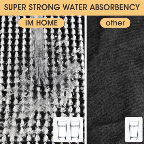 IM HOME Waffle Bath Mat Black & Cream 32"x20", Boho Woven Modern Bath Mat Rugs, Absorbent Non Slip Bathroom Rugs, Soft Washable Bath Rugs with Tassels for Bedroom, Kitchen, Shower, Tub - color: Black & Cream, size: 1'8" x 2'8" (Rectangular)