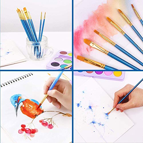 Acrylic Paint Brush Set, 4 Packs / 40 pcs Nylon Hair Brushes for All Purpose Oil Watercolor Painting Artist Professional Kits - size: 40pcs
