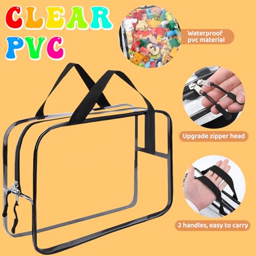 8 Packs XL Toy Storage Bags, Reusable Clear PVC Board Game Storage, Toy Storage Organizer Bags with Zipper for Building Blocks, Puzzle and Handmade Accessories, Clear Toiletry Bag - color: Black, size: X-Large