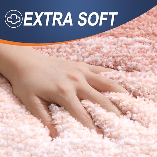 OLANLY Small Bathroom Rugs Mat 24x16, Extra Soft Absorbent Microfiber Bath Rugs, Rubber Backing, Quick Dry, Machine Washable Bath Mats for Bathroom Floor, Tub and Shower, Home Decor Accessories, Peach - color: Peach, size: 24" X 16"