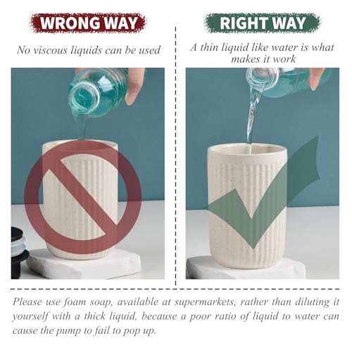 BosilunLife Foaming Soap Dispenser Set - Beige Ceramic Foam Hand Soap Dispenser 12oz with Rust Proof Pump, Easy Pressing, Refillable for Kitchen & Bathroom - 2 Pack - color: Beige-foam Pump