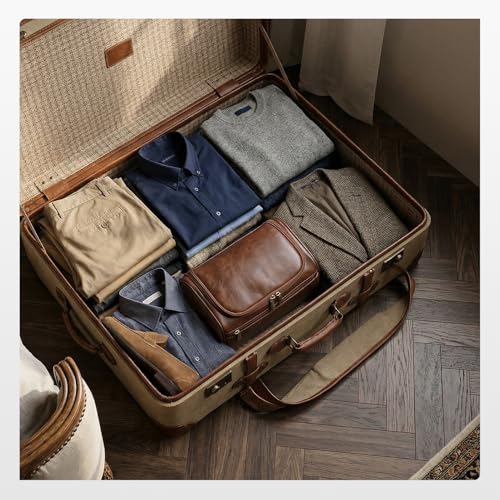 Travel Toiletry Bag for Men, Hanging Hygiene Bag EDC Pouches Small Dopp Kit Water-resistant Mens Shaving Kit Bags PU Leather Toiletry Organizer for Travel Weekend Fitness Hospital Brown - color: Brown