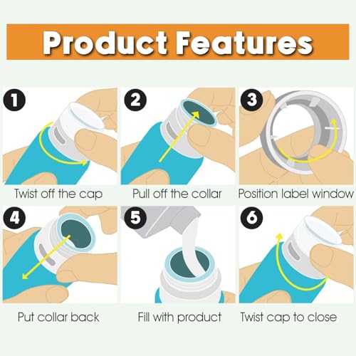 Laxen 5 Pack Travel Bottles for Toiletries, 3 oz TSA Approved Silicone Travel Bottles Set with Labels and Clear Toiletry Bag, Leakproof Refillable Squeeze Bottles for Shampoo Conditioner, Black - color: Black