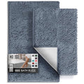 Hearth & Harbor Bathroom Rugs, Chenille Bath Mat - Machine Washable Bath Mats for Bathroom Non-Slip Backing Rubber, Quick Dry Bathroom Mat, 17 x 24 + 20 x 32 - Stone Blue - color: Stone Blue, style: 17 x 24 + 20 x 32