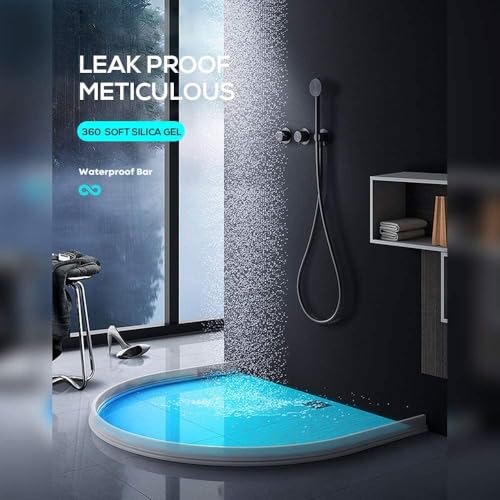 Hi-Na 3ft/5ft/6ft/8ft10ft Collapsible Shower Threshold Water Dam Water Barrier for Shower and Water Stopper Keeps Water Inside Water Threshold for Wet and Dry Separation (3ft, Clear) - color: Clear, style: 3ft