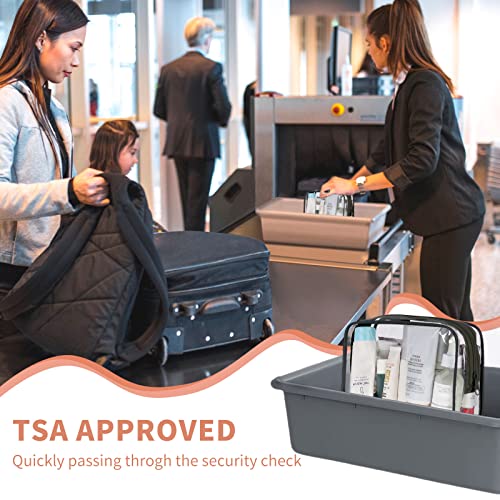 TISRATOK 12 PCS Clear Makeup Bag for Women with Zipper, TSA Approved Toiletry Pouch, Cosmetic Bag Bulk for Travel Organizer Essentials - Black,Medium - color: Black, size: medium