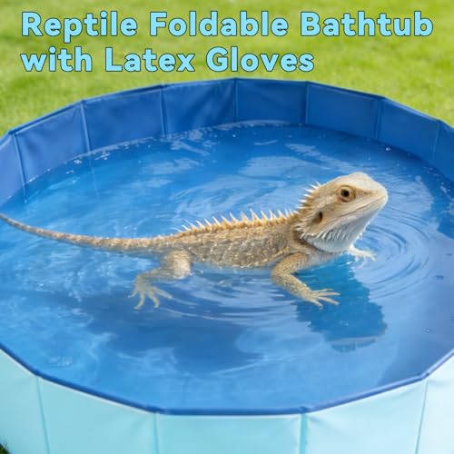 Foldable Bearded Dragon Pool Bathtub, Electric Reptile Bath Pool Bearded Dragon Swimming Pool with Faucet Brush Gloves Reptile Accessories Swimming Pool for Turtle Lizard Small Pets - size: Electric Reptile Pool