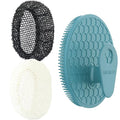 African Net Exfoliating Sponge Case with Silicone Body Brush, Dark Green | 2in1 Quick-Dry Bath Mesh Washcloth Shower Scrubber, Massaging, Cleansing, Skin Smoother, INNERNEED - color: Darkgreen