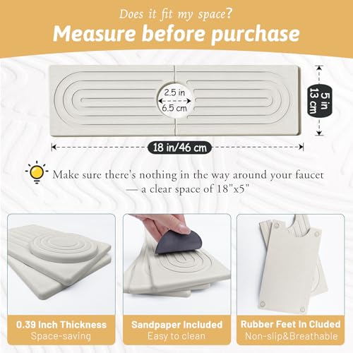 Detachable Faucet Handle Drip Catcher, Dish Drying Mat Soap Sponge Holder Tray for Kitchen Accessories, Bathroom Counter Sink Splash Guard, Home Organization Gadgets Organizer for Farmhouse, Ash Gray - size: 18" x 5"