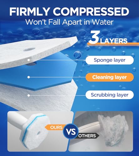 64 Count Toilet Wand Refills for Clorox Toilet Wand, 5X Cleaning Power Toilet Bowl Cleaners with Exclusive Formula, High-Density Disposable Toilet Brush Scrubber - No Falling Apart, Fresh Fragrance