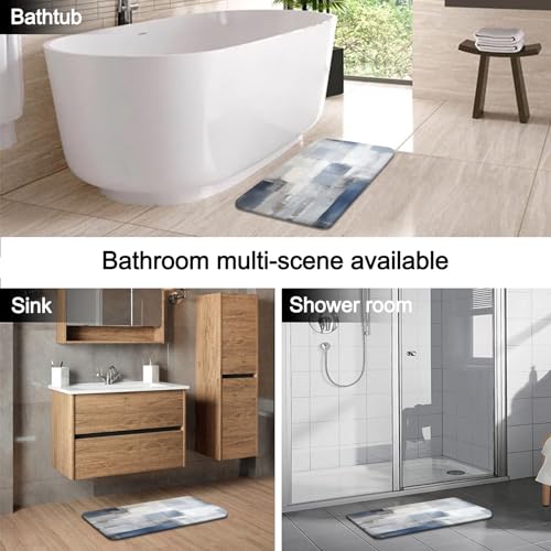Lnond 4Pcs Bathroom Shower Curtain Sets with Rugs,Blue Grey Abstract Bathroom Sets with Shower Curtain and Rugs and Accessories - color: Blue Grey Abstract