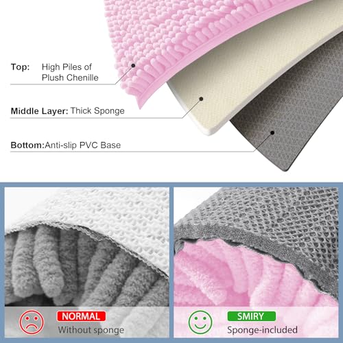 Smiry Luxury Chenille Toilet Rugs U-Shaped 20x20, Soft Absorbent Non-Slip Contour Bathroom Rugs for Toilet, Machine Washable Contoured Bath Mats, Pink - color: Pink, size: 20" X 20" Contour Rug