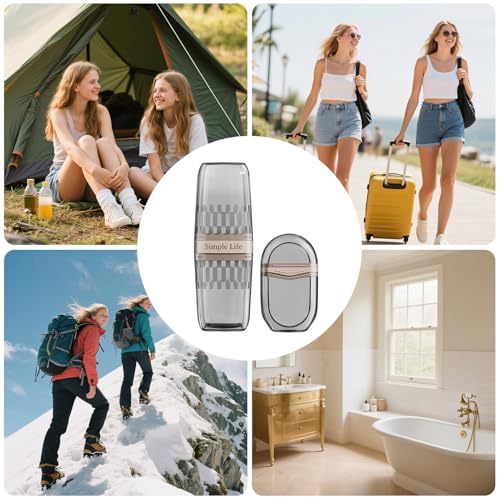 VITVITI Travel Soap Case Container, Portable Toothbrush Travel Case Dish Tray, 7.88 Inch Toothpaste Traveling Toothbrush Holder Set with Cover for Trip/Bathroom/Camping, Gray - color: Gray