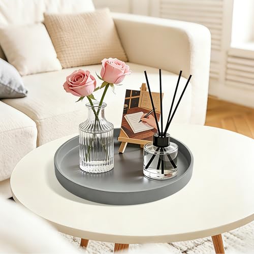 1 Pack 10" Bathroom and Vanity Tray, ABS Bathroom Counter Organizer, Coffee Table Decor for Perfume, Candles, Keys &More. Kitchen Countertop Organizer, Decorative Tray Soap Holder, Grey - color: Gray, size: 10"