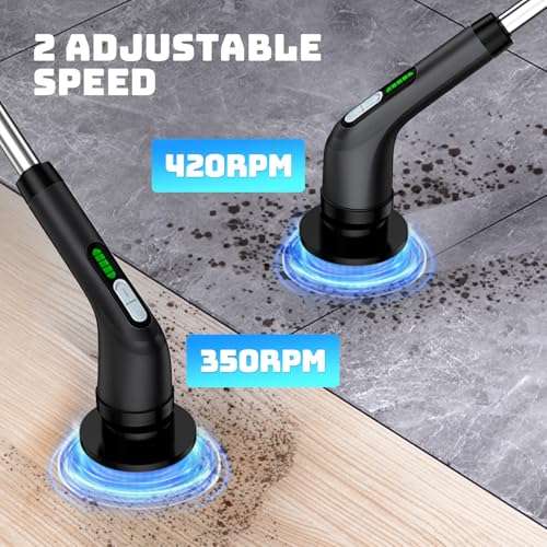 Electric Spin Cleaning Brush, Comes with 7 Reusable Brush Attachments & Adjustable Extension Handle