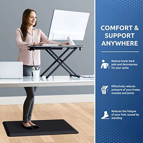 KitchenClouds Kitchen Mat Cushioned Anti Fatigue Kitchen Rug Non Slip Standing Mat Comfort Floor Mats for Sink Office (17.3"x28"- 0.8inch,Black) - color: Black, size: 28"L x 17.3"W x 0.8"Th