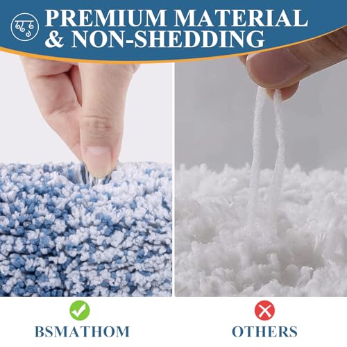 Bsmathom Bathroom Rugs Set, 2 Piece, Soft Plus Absorbent, Non Slip, Machine Washable, Blue (18"x26" Plus 18"x48") - color: Blue, size: 18"x26"+18"x48"