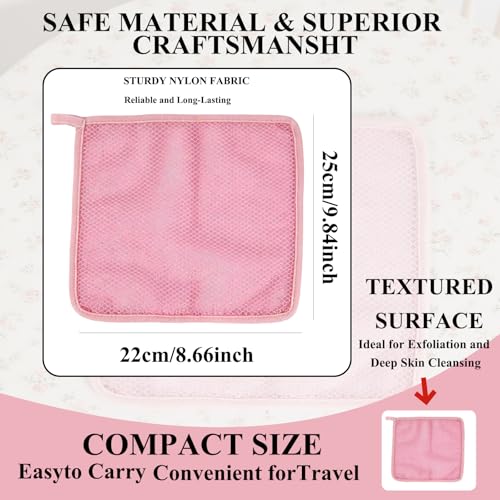 QCWN 2 Piece African Net Sponge and Exfoliating Glove Set Nylon Bath Body Scrubber Washcloth for Daily Shower Back Cleaning - style: 2Pac Pink