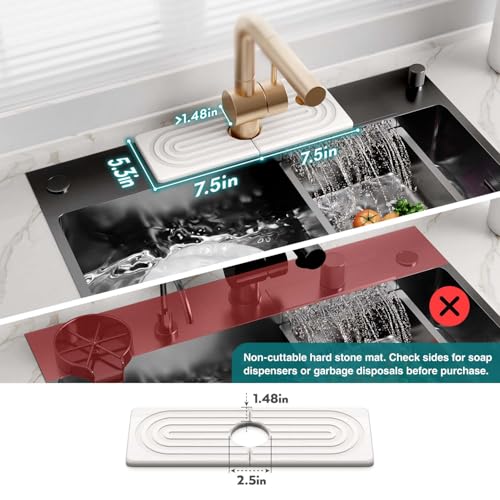 eormoe Faucet Mat for Kitchen Sink - Wider Diatomite Fast Drying Stone Sink Tray, Super Absorbent, Prevents Moisture Buildup - Faucet Splash Guard for Bathroom Counter (Light Grey, 15x5.3inch) - color: Light Grey, size: 15" x 5.3"