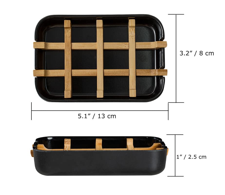Modern Removable Soap Holder, Bamboo Fiber Sponge/Soap Dishes for Kitchen/Bathroom/Shower Room, Black - color: Black