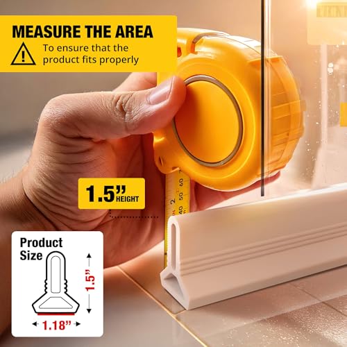 Shower Threshold Water Dam Barrier 98" - White Collapsible Shower Water Blocker - Shower Guard for Walk in Shower - Water Guard Stopper for Floor - Shower Dam - 1.5" Tall - By Hippo Dam - color: White, style: 98 In