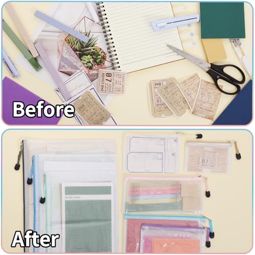 EOOUT 24pcs Mesh Zipper Pouch, Waterproof Zipper Bags, 8 Sizes Plastic Travel Pouch, 8 Colors, Multipurpose for Office Supplies and Travel Storage - style: Multicolor-24pcs