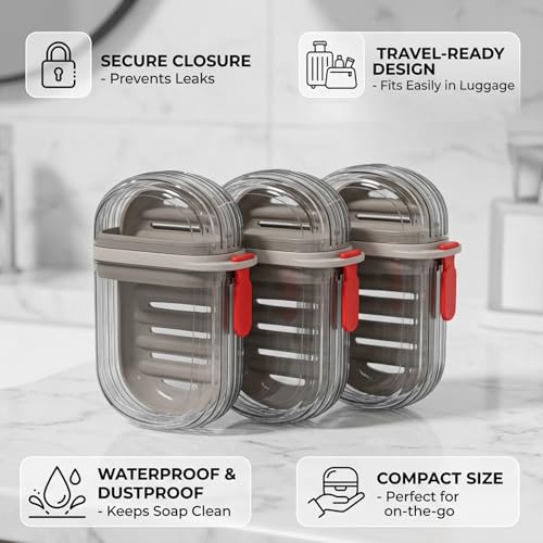 3PCS Bar Soap Travel Case, Soap Containers for Traveling, Leak-Proof Soap Case for Travelling, Portable Soap Storage Solution for Gym Showers, Camping Trips and Daily Bathroom Organization