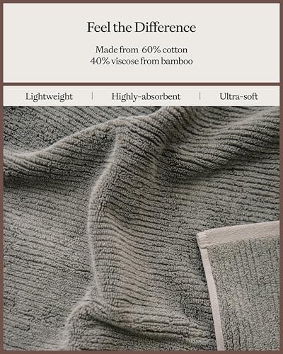Cozy Earth Ribbed Washcloth Set - 60% Cotton 40% Viscose from Bamboo Bathroom Washcloths - Soft & Absorbent Textured Ribbed Pattern - 4 Pack Charcoal - color: Charcoal, size: Washcloth