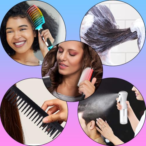 12Pcs Detangling Brush Set for Curly Hair, Curly Hair Brush with Sleep Bonnet Afro America/African 3a to 4c Texture, Easier and Faster on Wash Days - color: Gradient-12 piece set