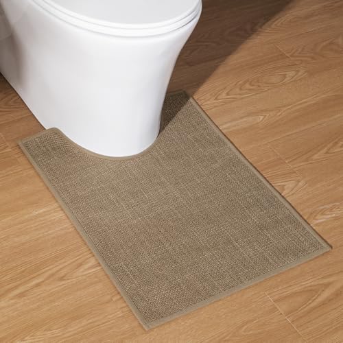 chakme Bathroom Rugs Mat U-Shaped 24x17, Ultra ThinNon Slip Bath Mat Small Quick Dry Absorbent Bath Matfor Bathroom Floor, (Dark Beige, U-24"x17") - color: Dark Beige, size: 1'5" x 2' (U-Shape)