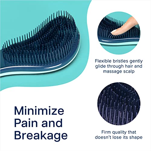 Crave Naturals Glide Thru Detangler Brush Pack of 2 - Curly Hair Brush for Women and Kids - Wet and Dry Comb for Adults - Soft Flexible Bristles for Gentle Use - Turquoise and Pink - color: Turquoise & Pink, size: 2 Pack (Regular)