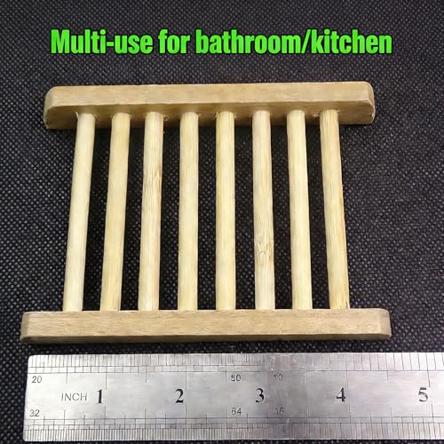 2-Pack Bamboo Soap Tray Set - Self-Draining Wooden Soap Holder for Bathroom, Shower & Kitchen