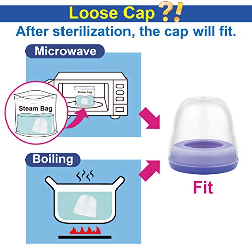 Maymom Dome Caps for Lansinoh Spectra Pigeon Wide-Mouth Collar Ring Compatible with Lansinoh Bottle Top Bottle Lid, 6pcs - color: Dome Cap