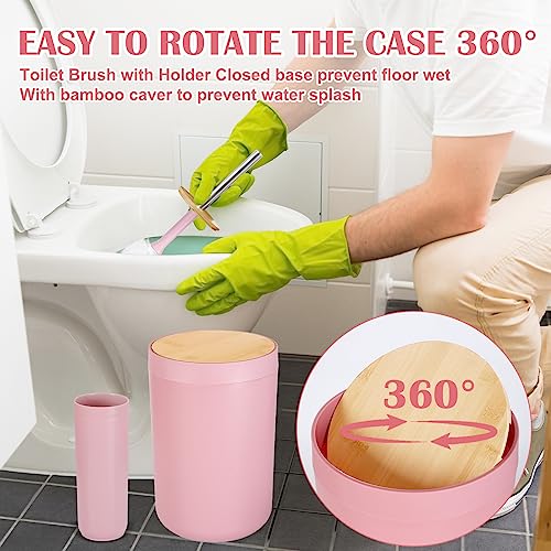 iMucci 9Pcs Pink Bathroom Accessories Set - with Trash Can,Toilet Brush,Toothbrush Holder, Lotion Soap Dispenser, Soap Dish,Toothbrush Cup,Qtip Holder,Tray - size: Bath Set, style: Pink1