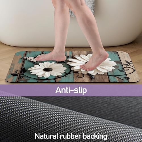 Autumn Vintage Butterfly Bathroom Rug, Rapid Dry Absorbent with Non-Slip Rubber Base Bath Mats for Bathroom 17"x30" - color: Autumn Vintage Butterfly