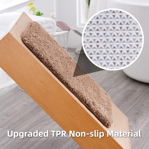3 Pieces Luxury Bathroom Rug Set with U-Shaped Toilet Rug, Non-Slip Rubber Bottom, Thick Microfiber Fluffy Plush, Water absorption, Quick Dry, Ultra Soft, Bath Mats for Bathroom, Tub(Champagne) - color: Champagne