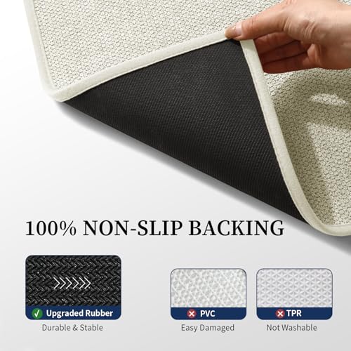 YIHOUSE Beige Bathroom Rugs Sets 4 Piece, Quick Dry Thin Bath Mat with Toilet Rug, Non Slip Absorbent Machine Washable, Bath Runner Rugs for Bathtub Sink Home Decor - color: Beige, size: 4 pieces